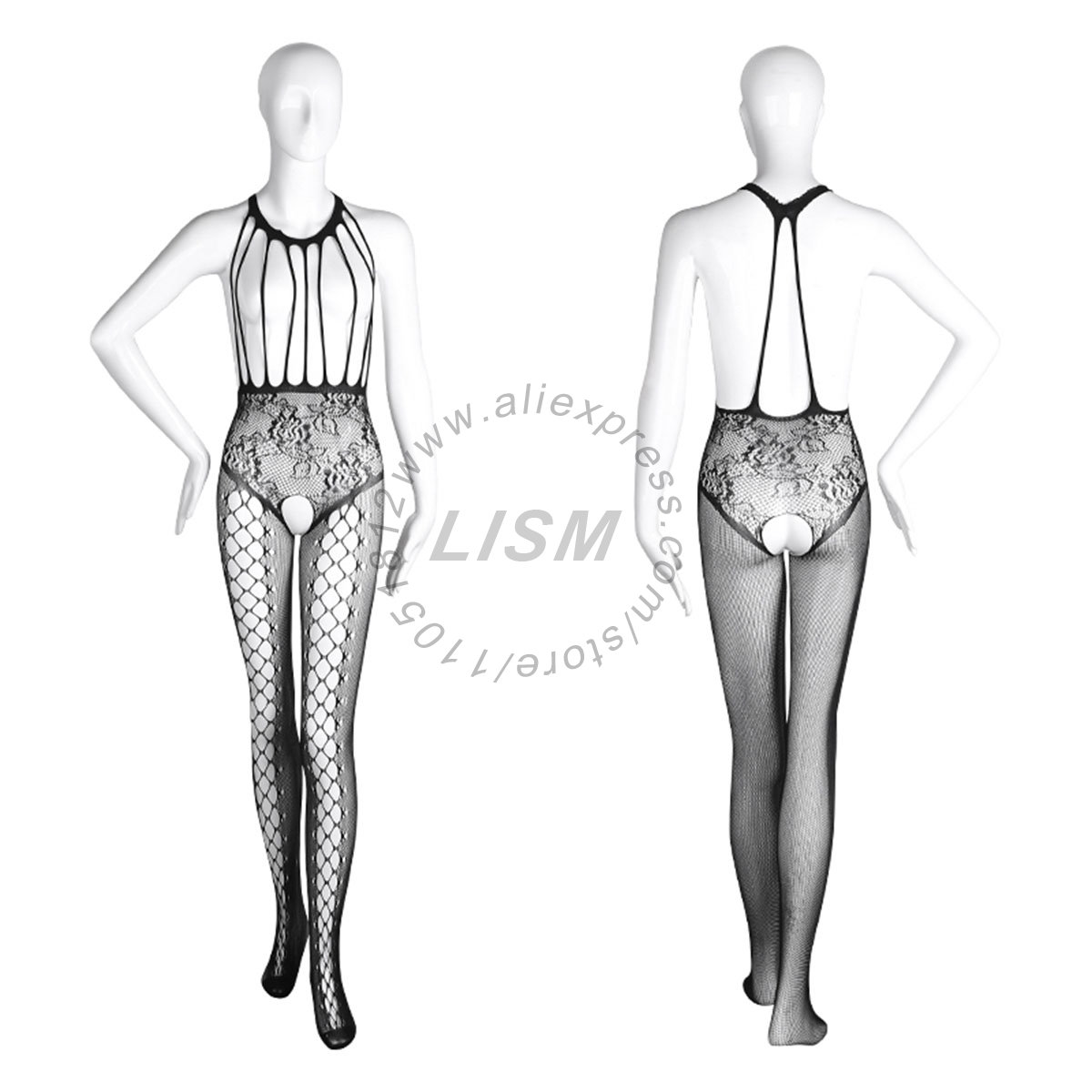 LISM Sexy Halter Cutout Open B - Bodystocking Fishnet 评论和价格